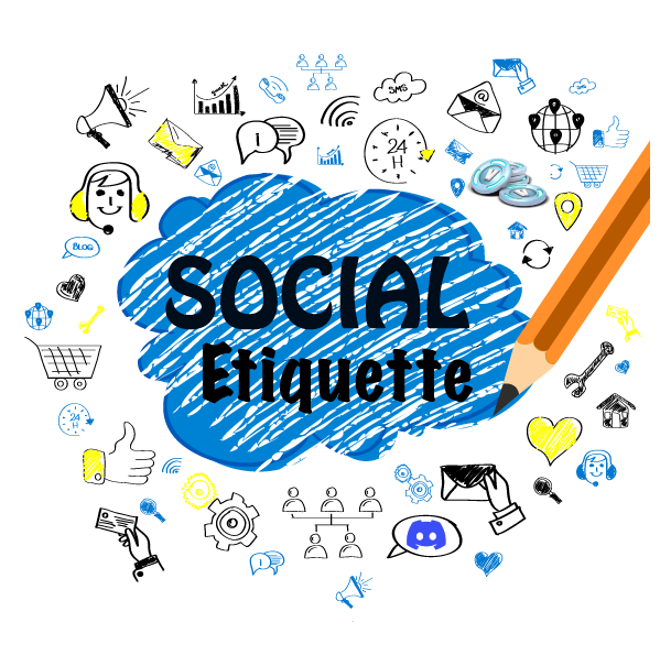 Social etiquette illustration — respectful online communication